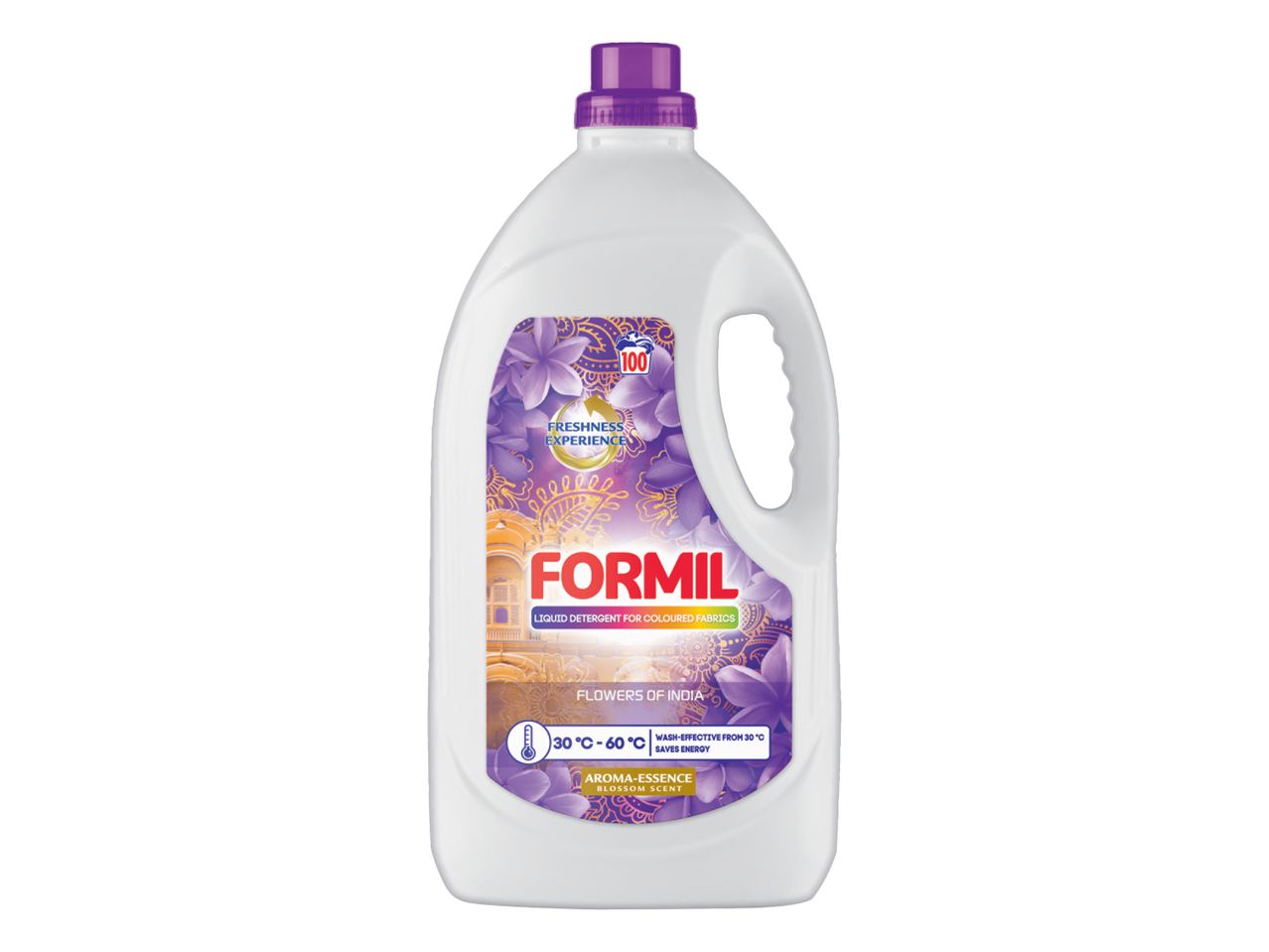 Formil tekoči pralni detergent za barvno perilo, dišeč po cvetju Indije.