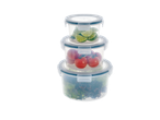 Set de recipiente SILVERCREST cu lămâi verzi, roșii și salată.