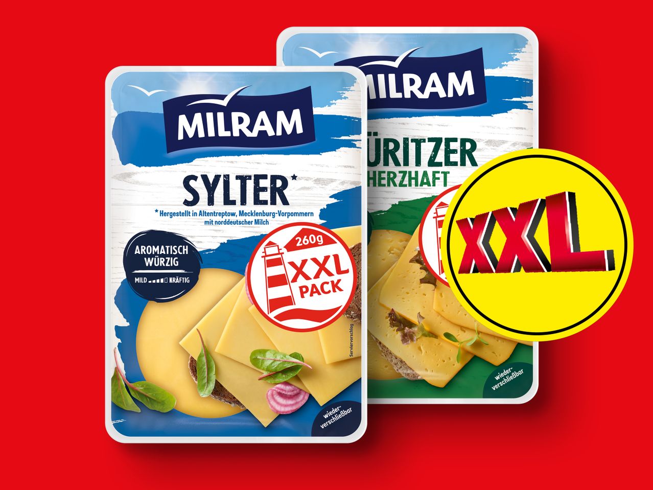 Gehe zu Vollbildansicht: Milram Scheibenkäse XXL - Bild 1