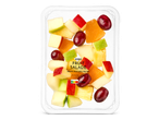 Een bakje verse fruitsalade met ananas, druiven, appel en meloen, 250g.