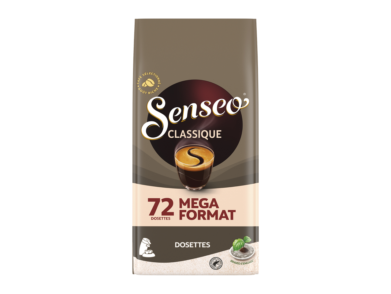 Paquet de dosettes de café Classique, format 72 dosettes.