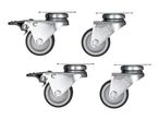 Four heavy-duty swivel casters with grey wheels.