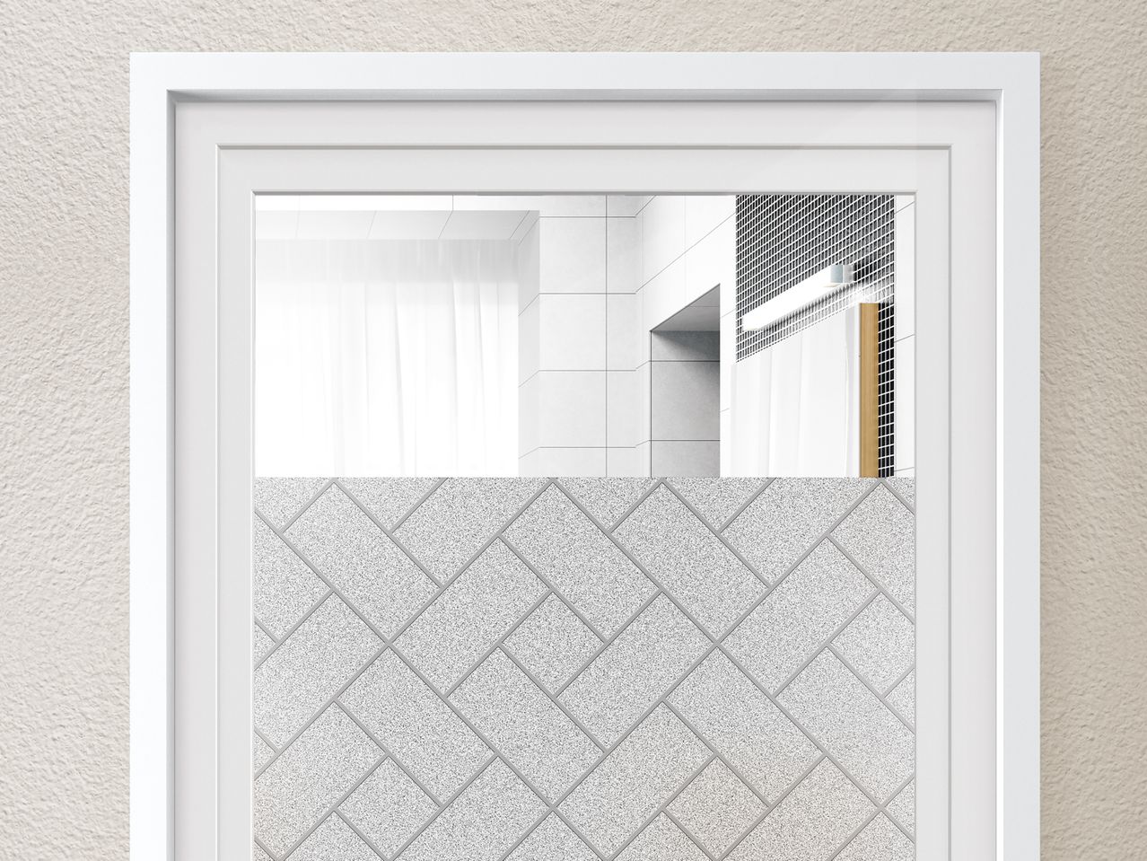Fensterfolie mit geometrischem Muster im modernen Stil.