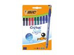 A pack of ten BIC Cristal Soft ballpoint pens in assorted colors.