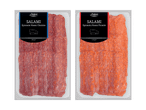 Zwei Packungen Deluxe Salami Spianata Rossa, eine klassisch und eine pikant, je 120g.