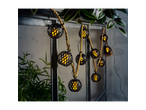 LIVARNO home Solar Flaming Lantern String Lights with black caged lanterns and rope