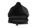 Open black backpack with a large main compartment and a smaller front pocket.