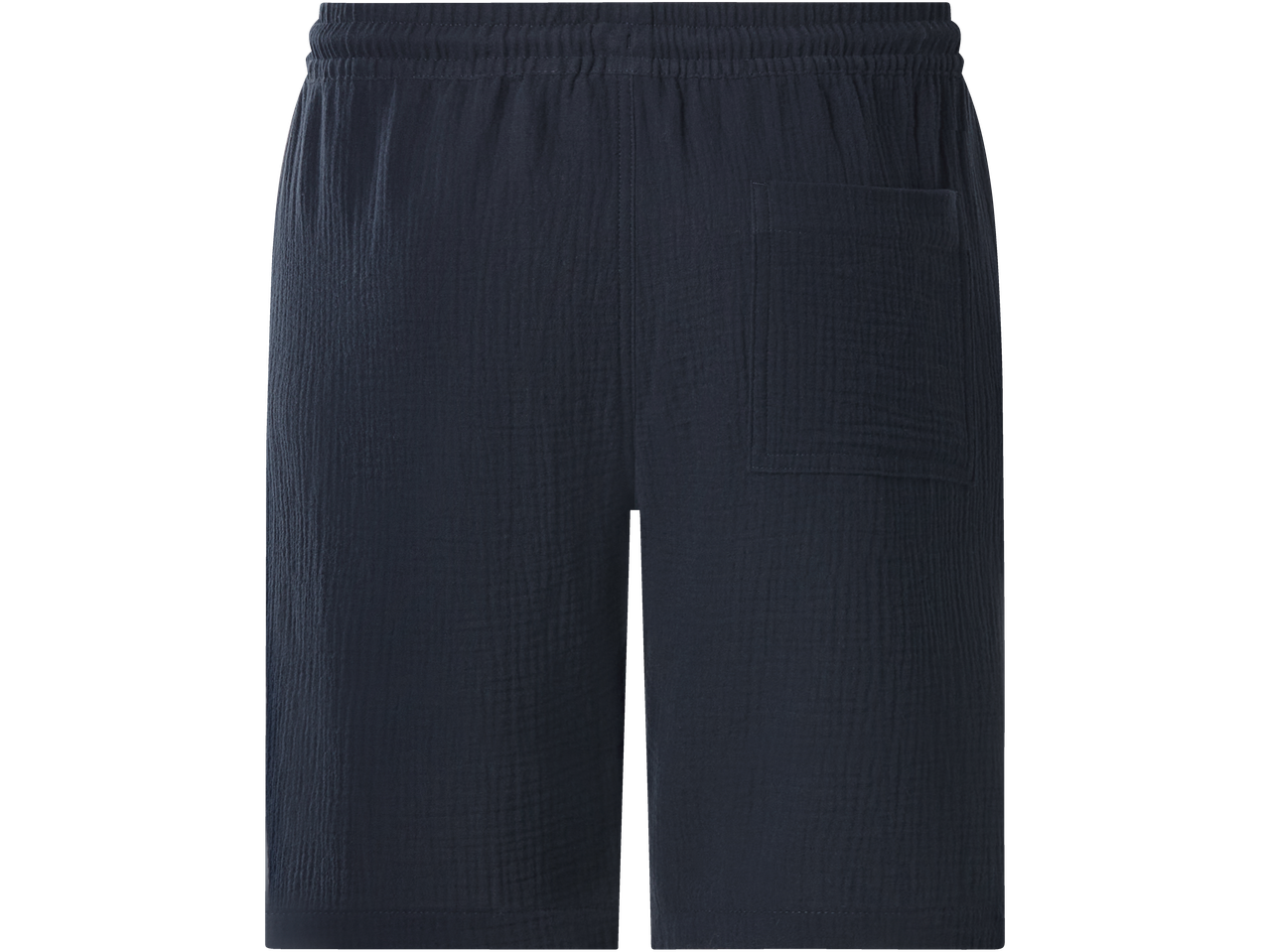 Pantaloni scurți de muselină bleumarin ESMARA MEN cu talie elastică și buzunar la spate.