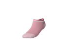 Meia de tornozelo LUPILU rosa com riscas brancas e vermelhas.