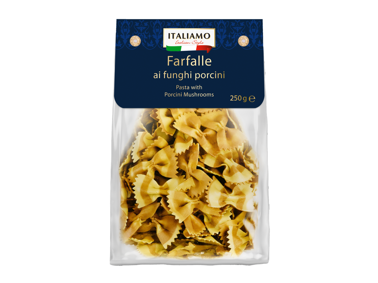 Massa farfalle Italiamo com cogumelos porcini.