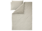 Livarno Home Premium Muslin Duvet Cover Set in light beige, with a pillow and folded duvet.