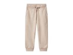 Beige melange sweatpants with an elastic waistband and drawstring.