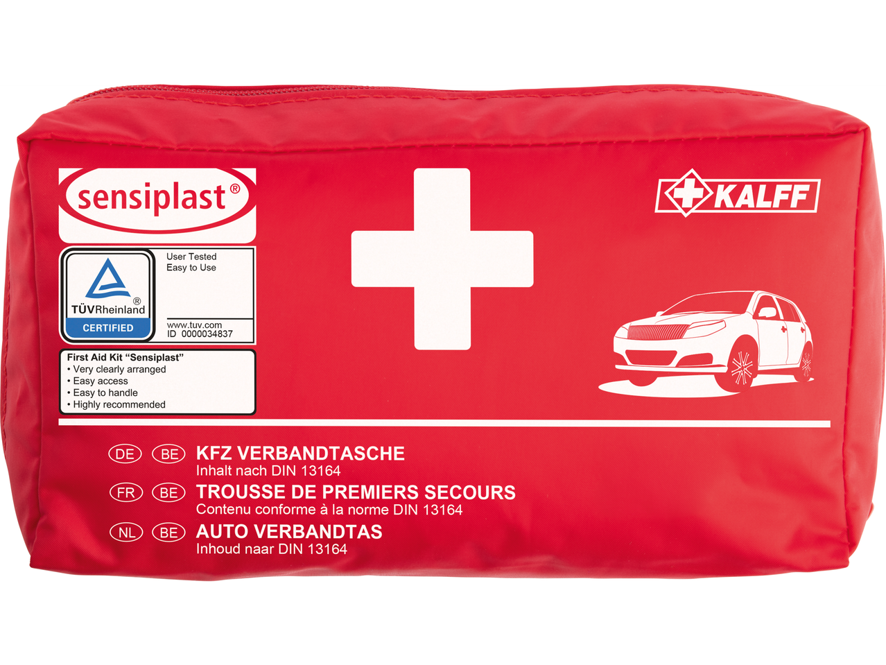 Sensiplast® EHBO-kit voor auto's, TÜV Rheinland gecertificeerd en met KALFF-merk.