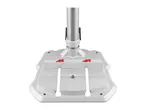 Close-up of a Parkside drill press base with adjustable clamps.