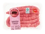 Embalagem de salsichas frescas de porco portuguesas, certificadas pela Animal Welfare.