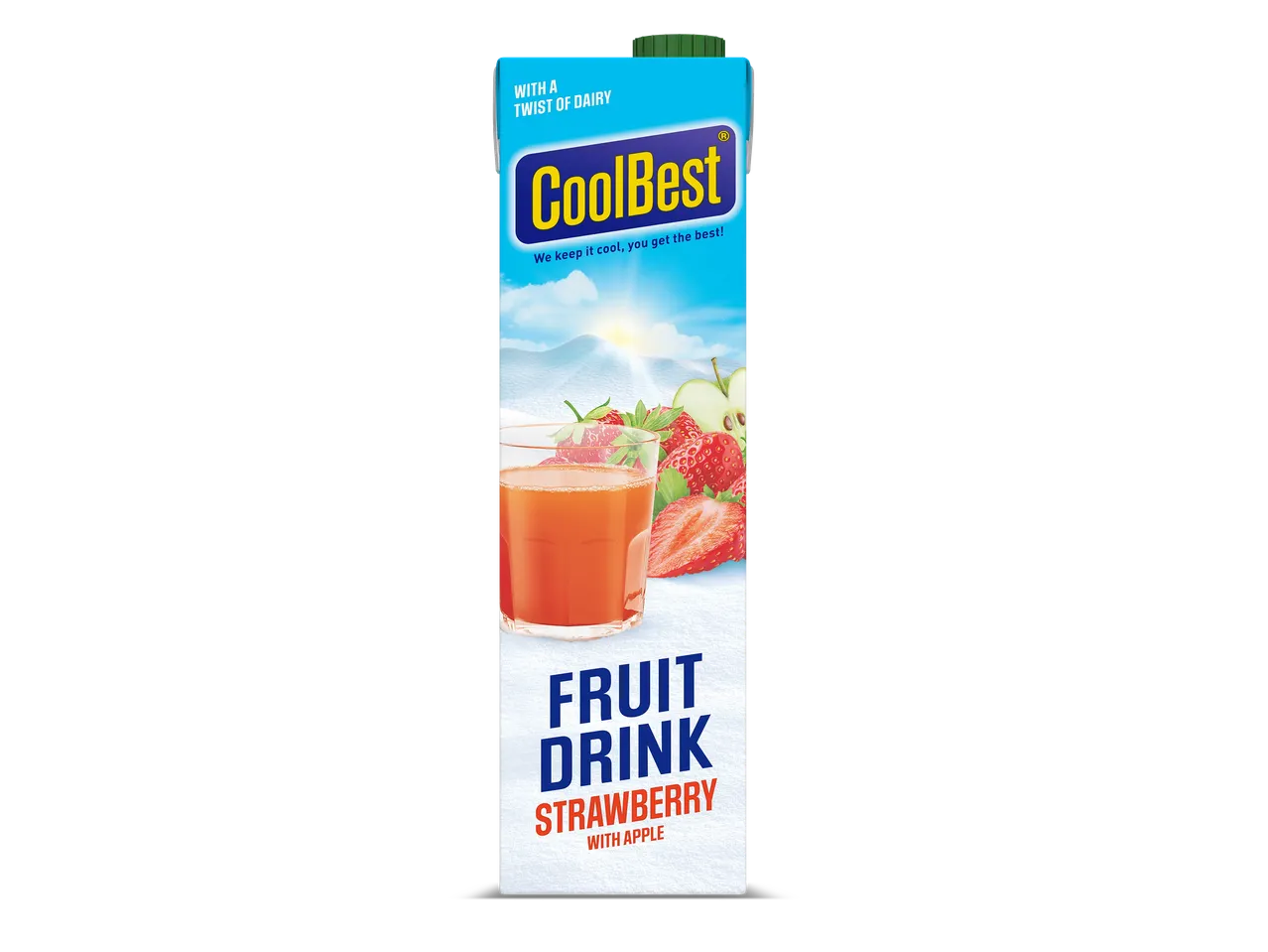 Pak fruitdrank met aardbei en appel, met een twist van zuivel.