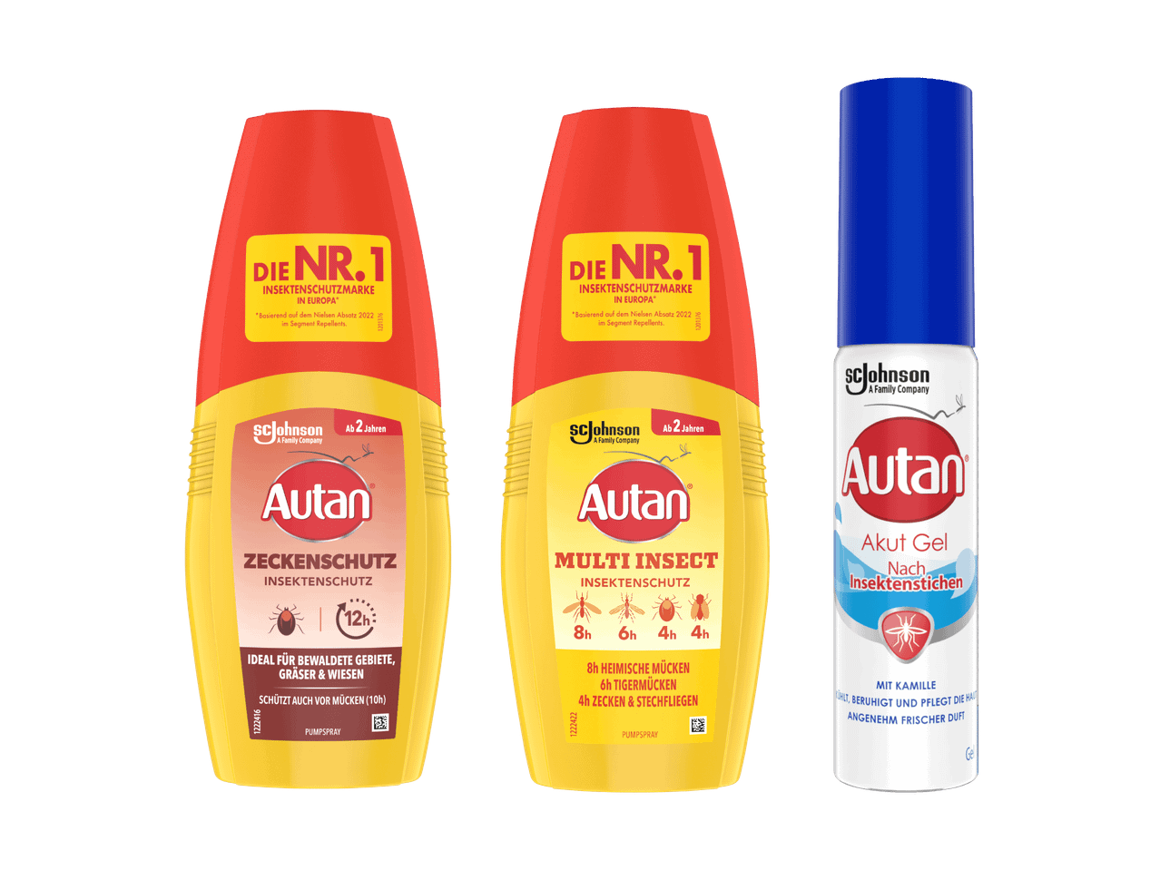 Zwei Flaschen Autan Insektenschutzmittel und ein Autan Spray.