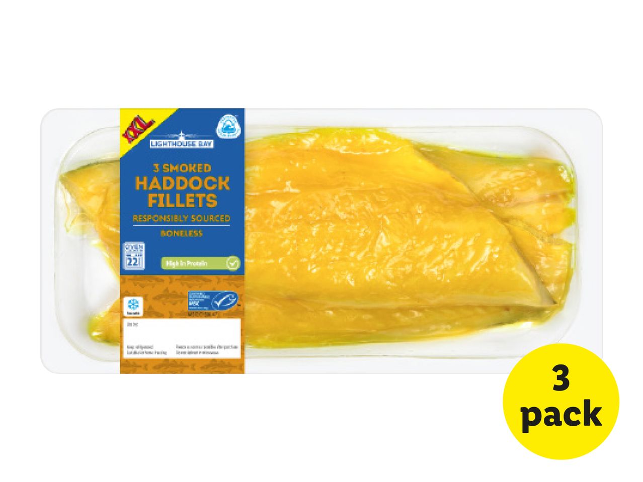 Sainsbury's 3-pack of smoked haddock fillets.