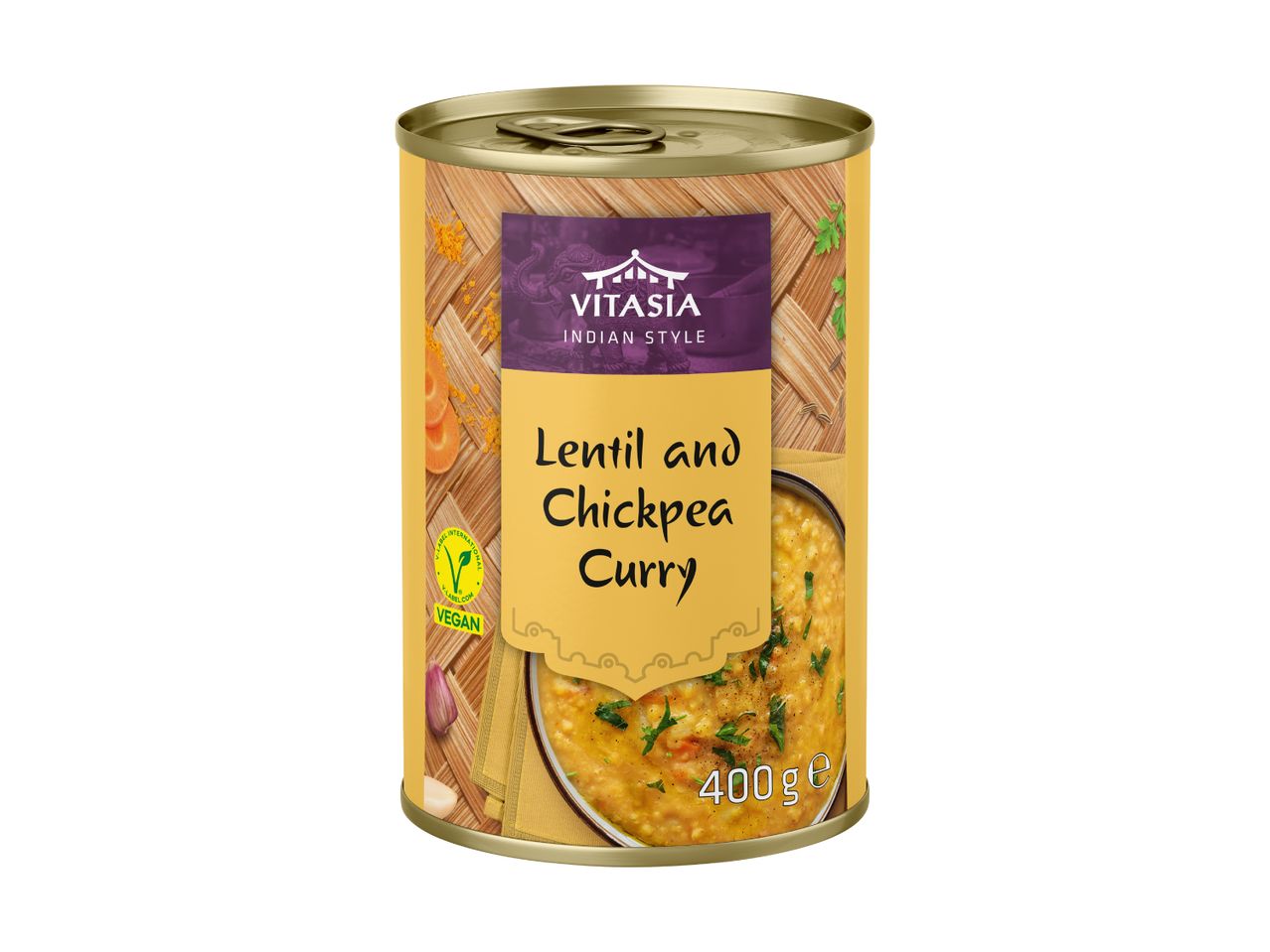 Vitasia Indian Style Lentil and Chickpea Curry, 400g can.