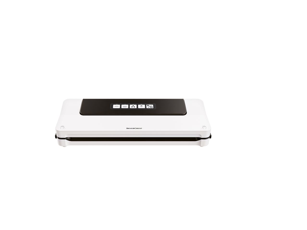 SilverCrest vacuum sealer, white with black control panel.