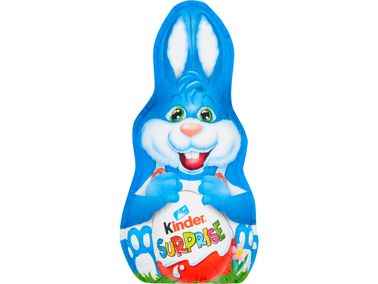 Kinder Surprise blue bunny holding a Kinder Surprise egg
