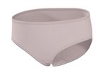 Light pink women's briefs with visible stitching, angled view.