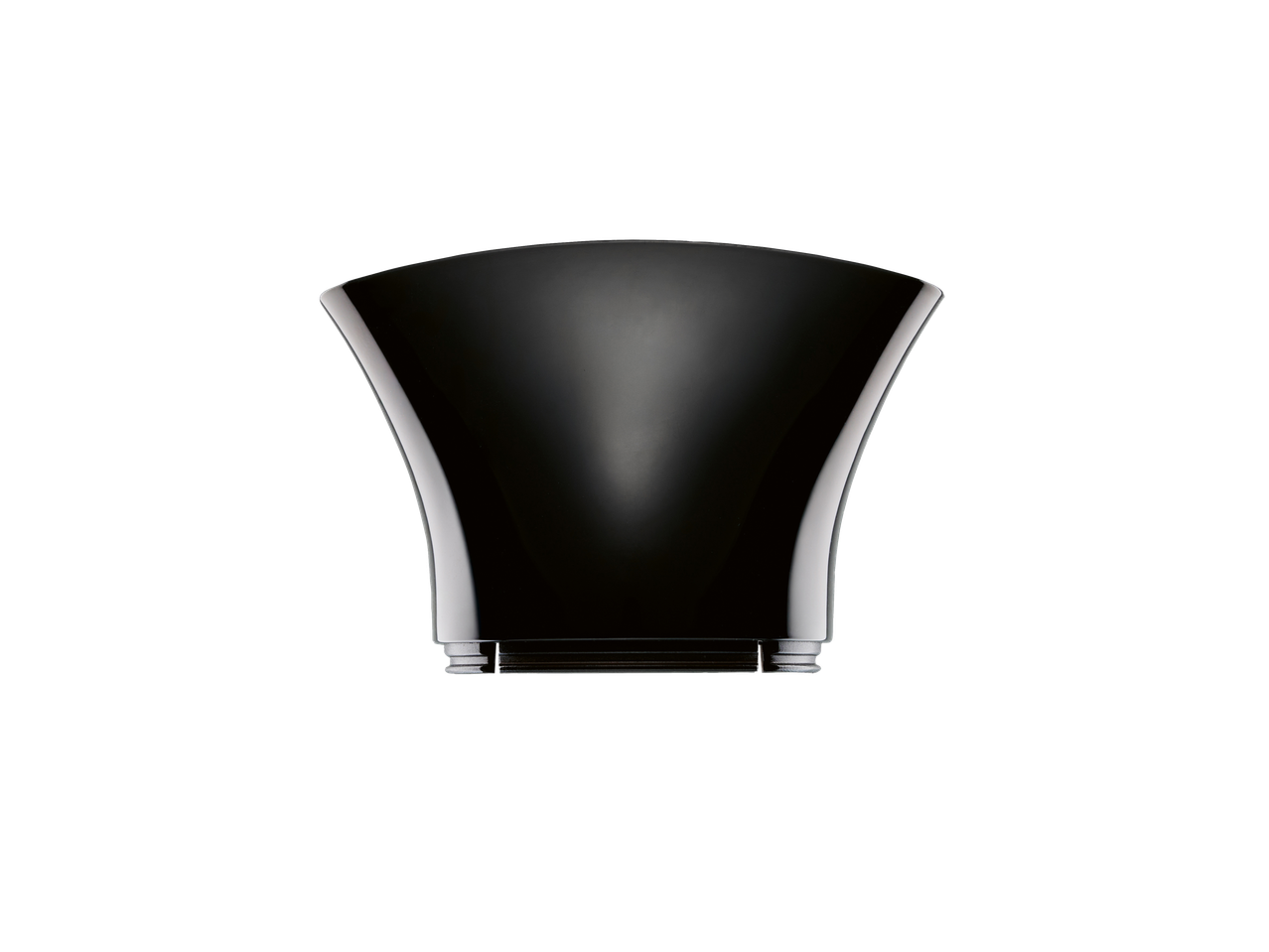 Un uscător de mâini elegant, negru, cu design curbat.