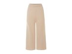 Light beige wide-leg knit pants with an elastic waistband