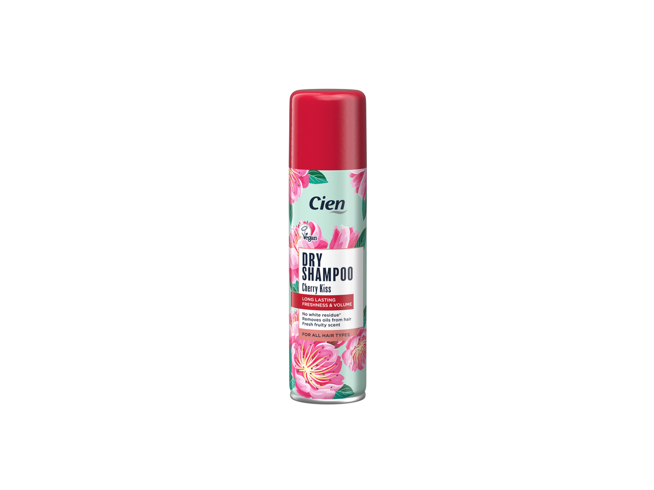 Cien Cherry Kiss suhi šampon, veganski, dolgotrajen svežina in volumen za vse tipe las.