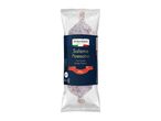 Dry cured Italian salami in clear packaging with a dark blue label, 200g.