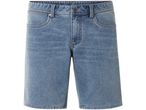 Light blue denim shorts.