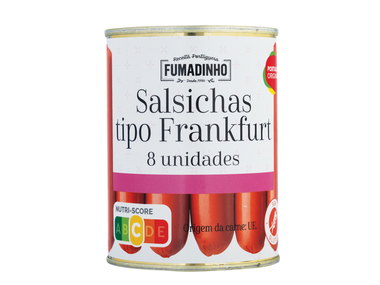 Salsichas tipo Frankfurt Fumadinho em lata.