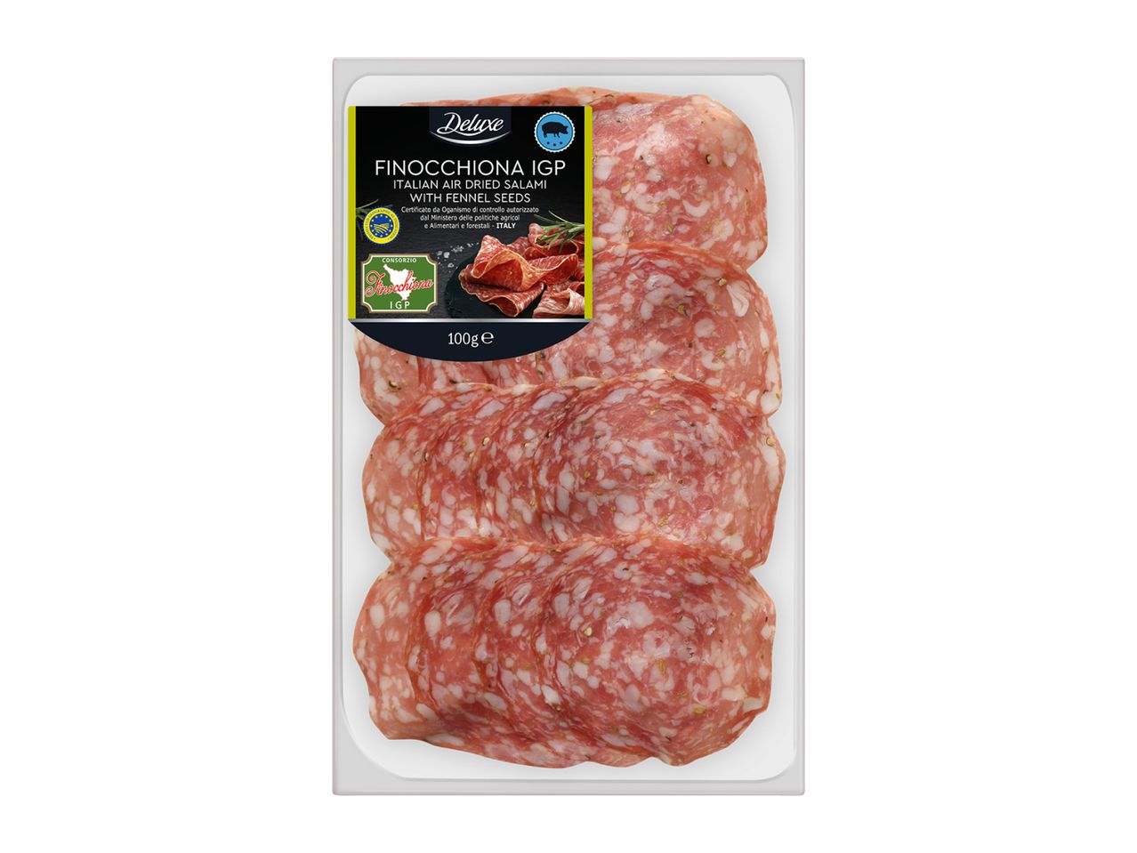 Finocchiona IGP Italian air-dried salami with fennel seeds, 100g.