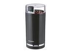 A black SilverCrest coffee grinder with a clear lid, filled with coffee beans.