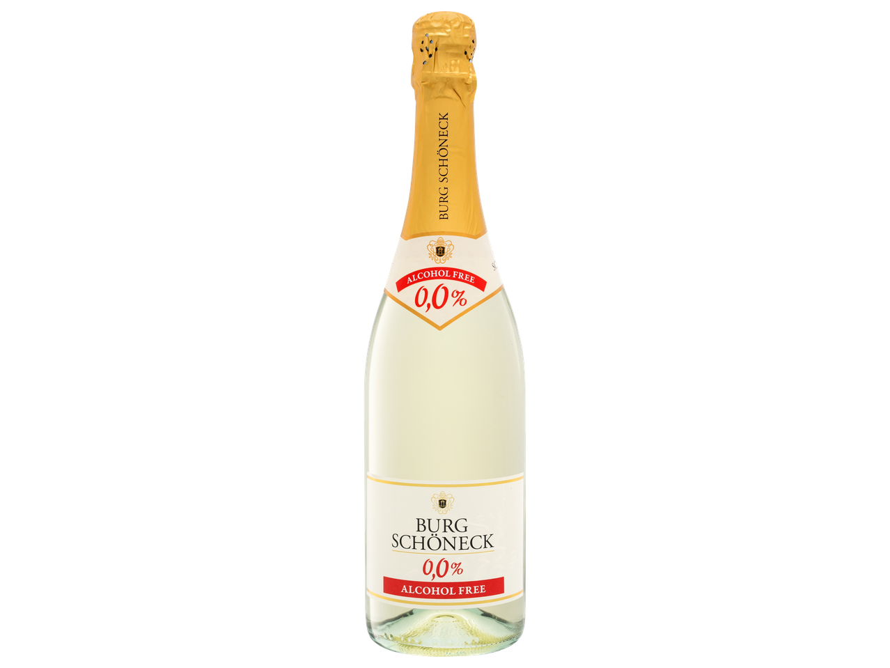 Sticlă de vin spumant alb fără alcool Burg Schöneck.