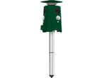Repelente de ultrassom verde em poste, com sensor de movimento.