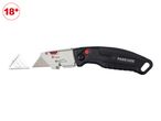 Utility knife with a red 18+ age restriction symbol