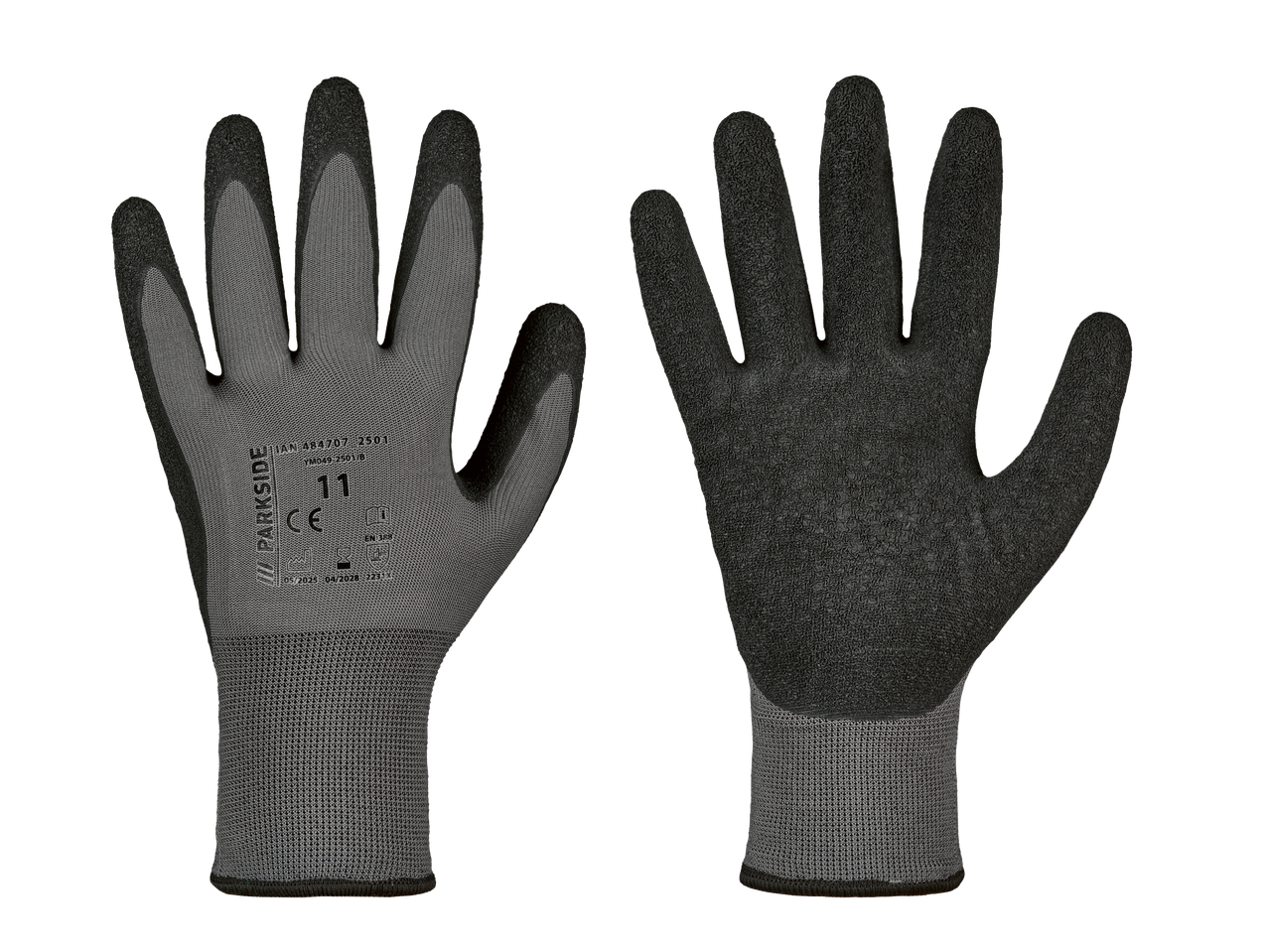Parkside darbinės pirštinės, 11 dydis, pilkos ir juodos, su tekstūruotu paviršiumi