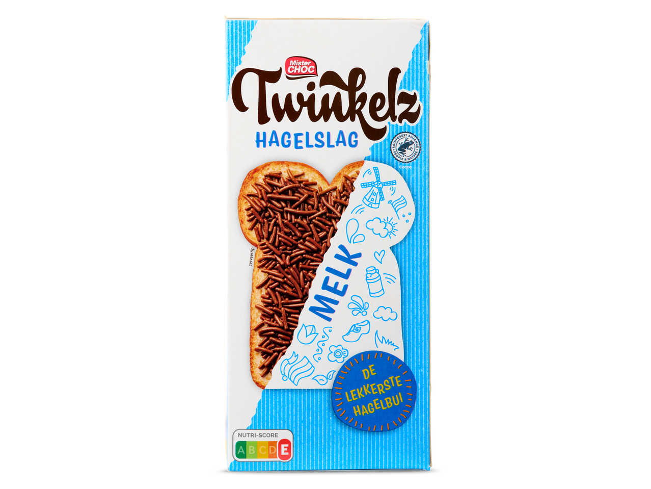 Twinkelz hagelslag van Mister Choc: chocoladesprinkjes op brood.
