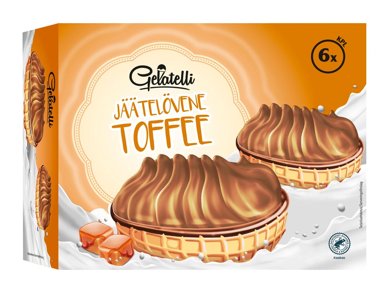 Ghirardelli Almond Toffee -karkkilaatikko, jossa kaksi herkullista toffeeta.