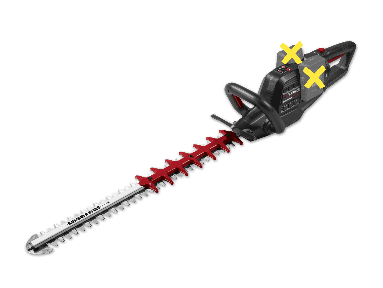 Akku-Heckenschere mit zwei Batterien und Lasercut-Klinge