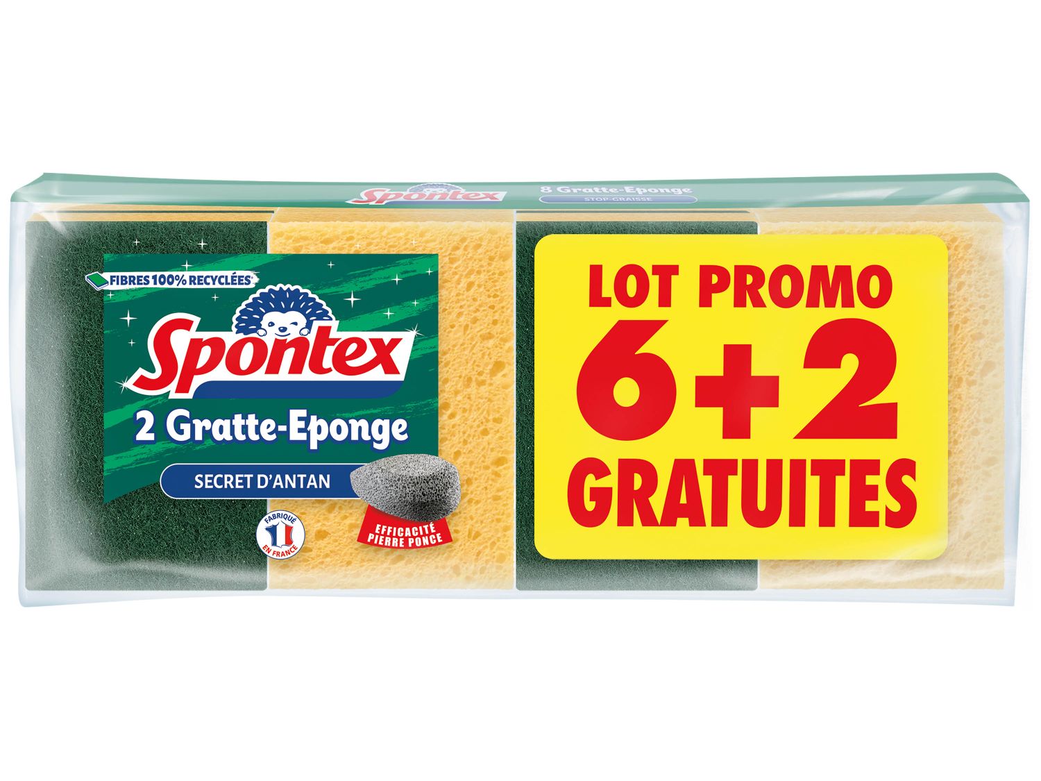 SPONTEX Gratte éponge en fibres recyclées 6 éponges