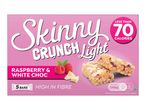 Raspberry and white chocolate cereal bars, high in fibre and under 70 calories.