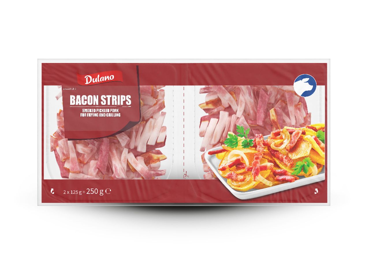 Pakiranje Dulano traka slanine, dimljene ukiseljene svinjetine za prženje i roštiljanje.