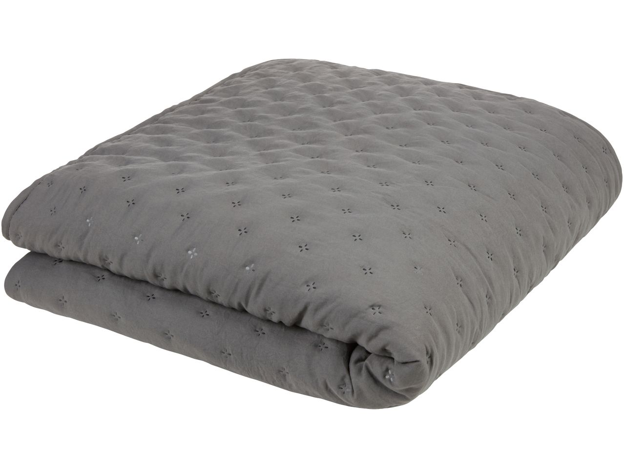 A gray Double Bedspread is folded on a white background.