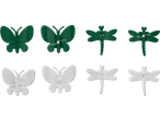 Clips de jardinagem Parkside em forma de borboleta e libélula, verdes e brancos.
