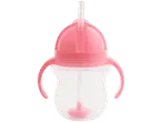 Pink children's cup with straw.