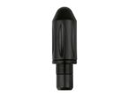 Black motorcycle handlebar end weight with textured grip