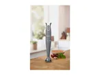 SilverCrest hand blender on a wooden kitchen counter with ingredients