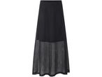 Black maxi skirt with a sheer mesh overlay.